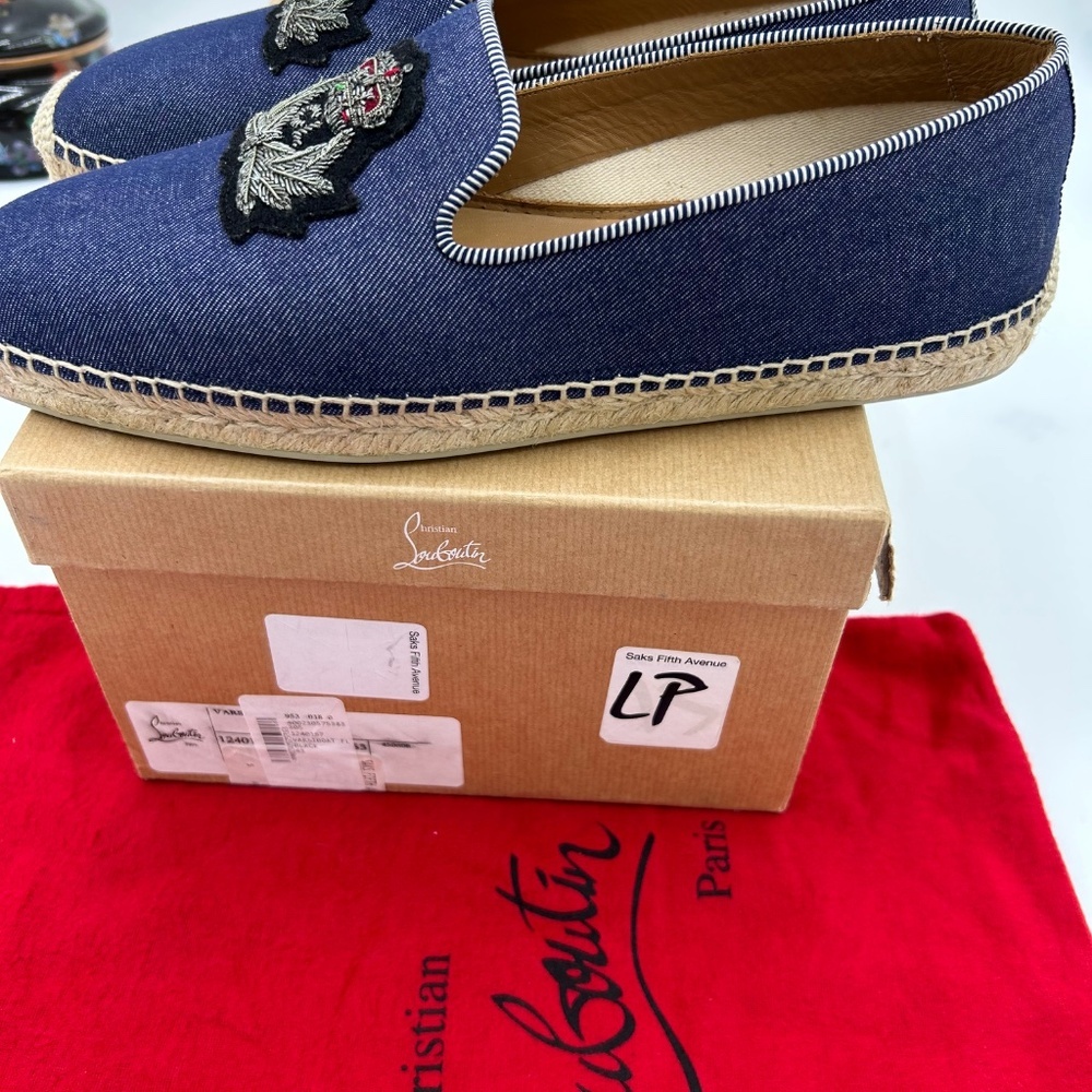 *****Men’s Christian Louboutin NANOU  espadrille blue denim size 42 Italy - Picture 9 of 10